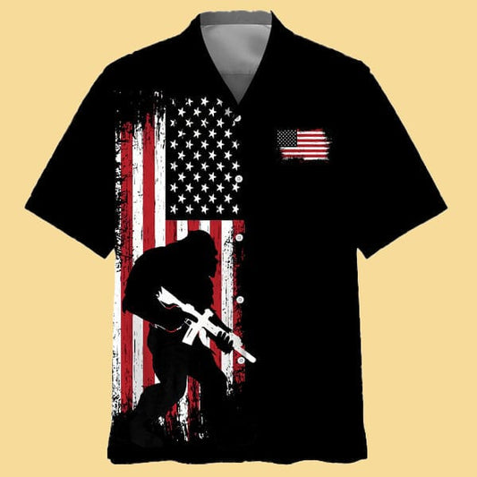Bigfoot American Flag Patriotic Hawaiian Shirt - Cabryon