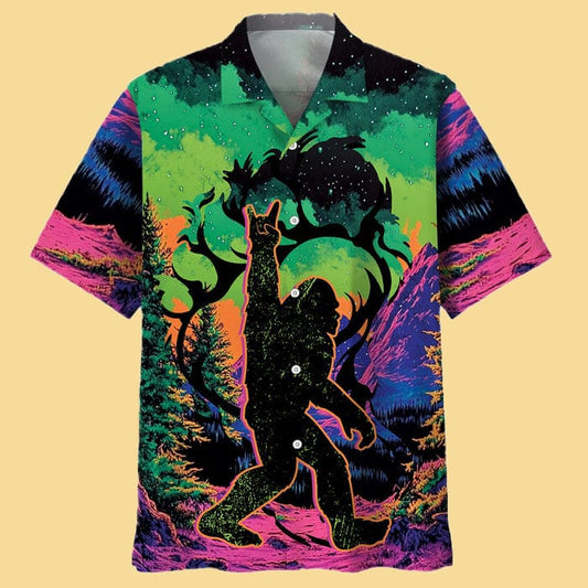 Bigfoot Footprint Forest Hawaiian Shirt - Cabryon