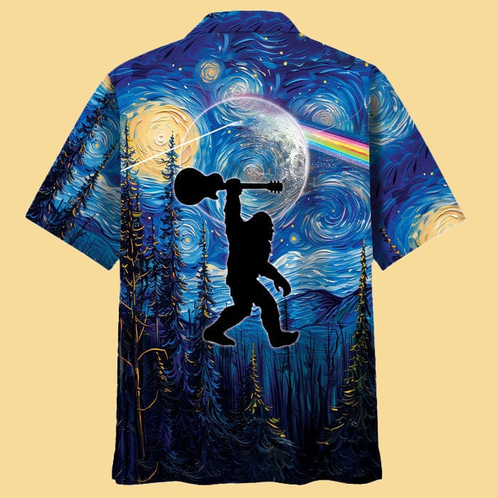 Bigfoot Guitar Starry Night Hawaiian Shirt - Cabryon