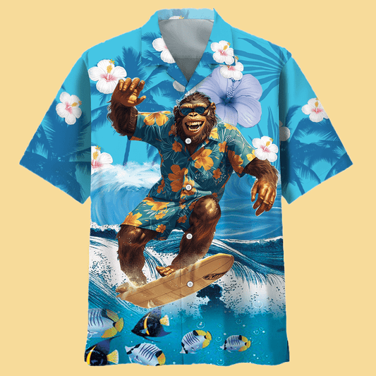 Bigfoot Surfing Hawaiian Shirt - Cabryon