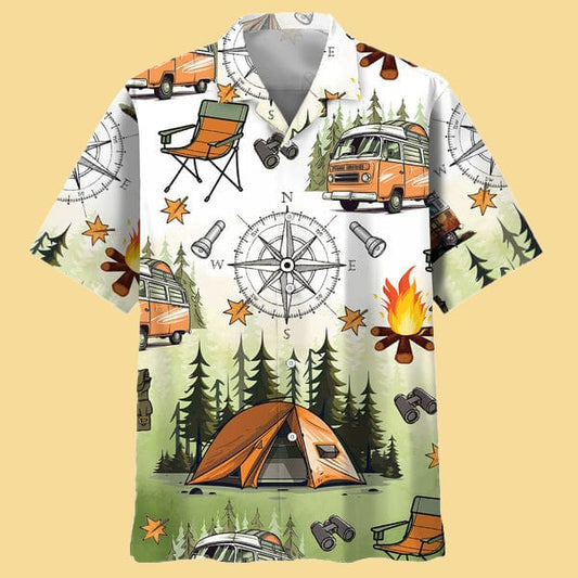 Camping Tent Compass Hawaiian Shirt - Cabryon