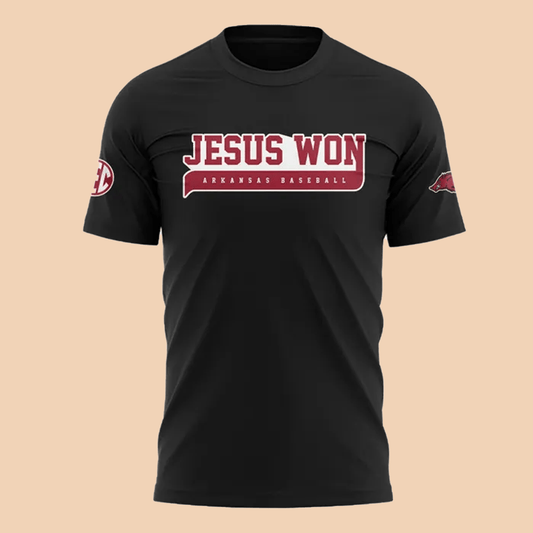 FCA Jesus Won Arkansas Baseball Shirt - Cabryon