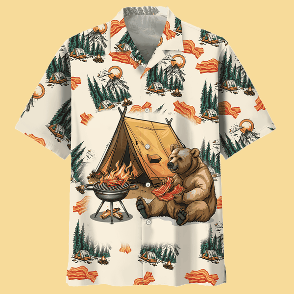 If It Involves Camping Bacon Count Me In Hawaiian Shirt - Cabryon