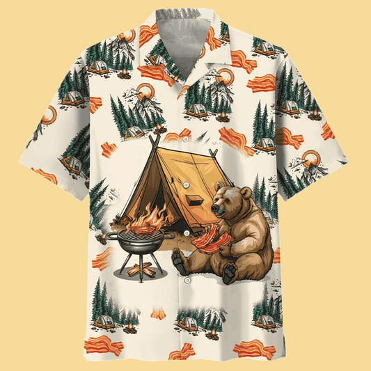 If It Involves Camping Bacon Count Me In Hawaiian Shirt - Cabryon