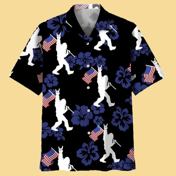 Patriotic Bigfoot Usa Flag Hawaiian Shirt - Cabryon