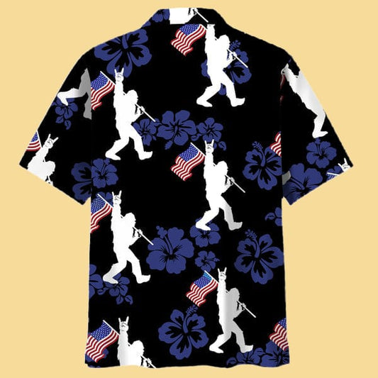 Patriotic Bigfoot Usa Flag Hawaiian Shirt - Cabryon